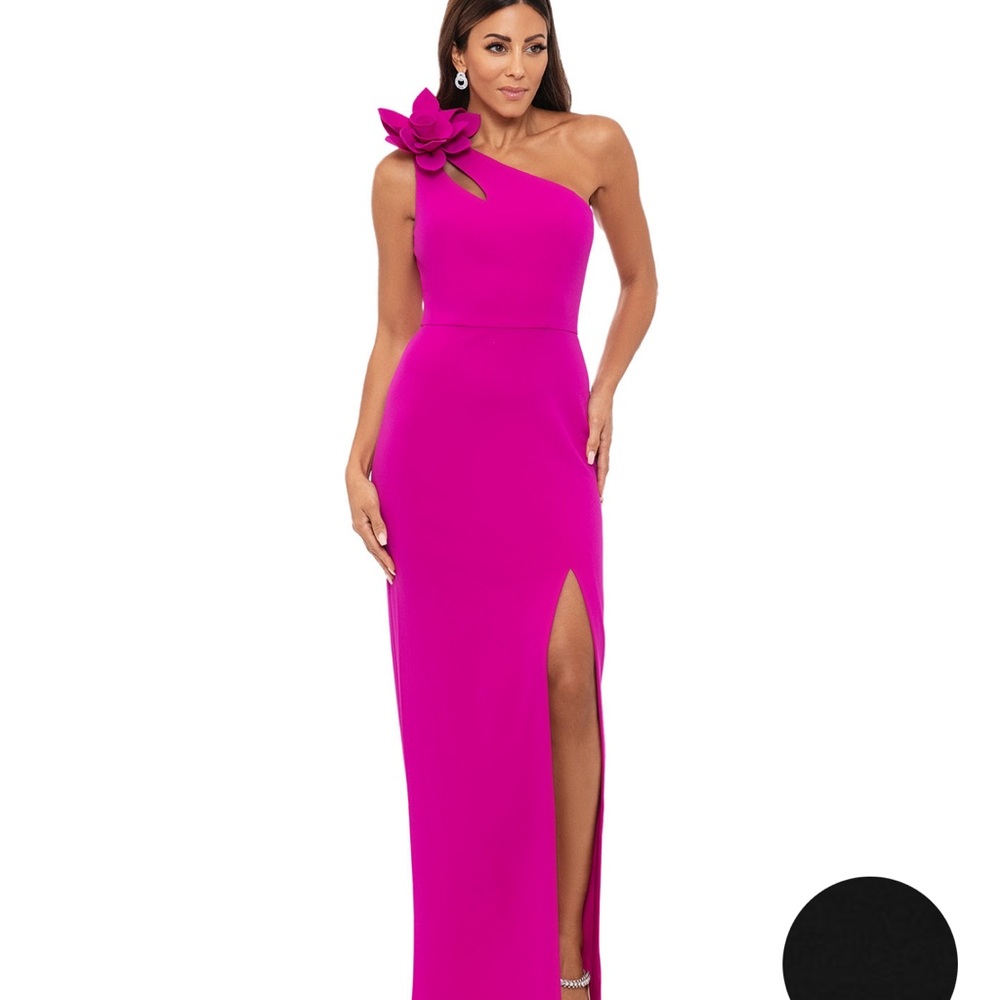 One-Shoulder Flower Side-Slit Dress